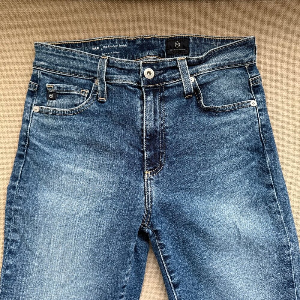 AG Adriano Goldschmied Jeans Mari Ankle Mid Rise Slim Straight Raw Hem 26 - Picture 7 of 8
